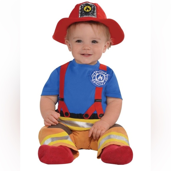 NEW🔥FIREMAN COSTUME🔥👩‍🚒6-12 MO INFANT 👩‍🚒🔥PARTY CITY - Picture 1 of 10